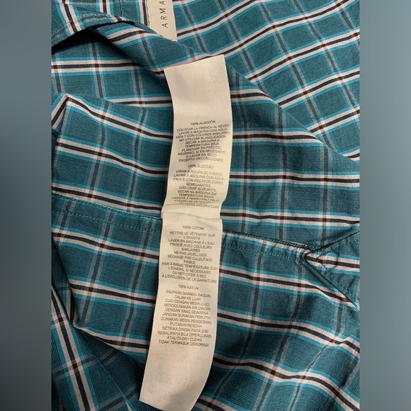 A/X Armani Exchange Shirt Mens Size M Button Up Green Checkered - Picture 7 of 7